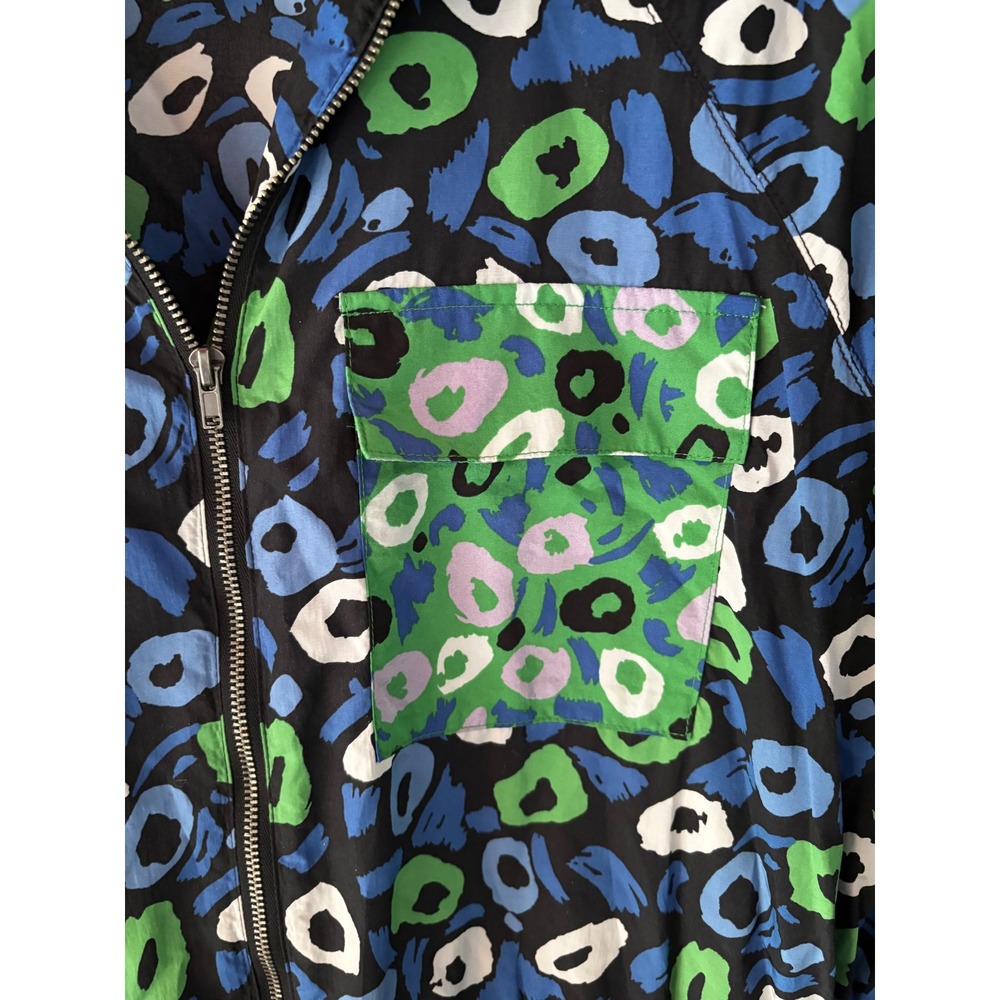 Diane‎ von Furstenberg Target Leopard Floral Zip Front Utility Jumpsuit L Blue - Picture 3 of 7